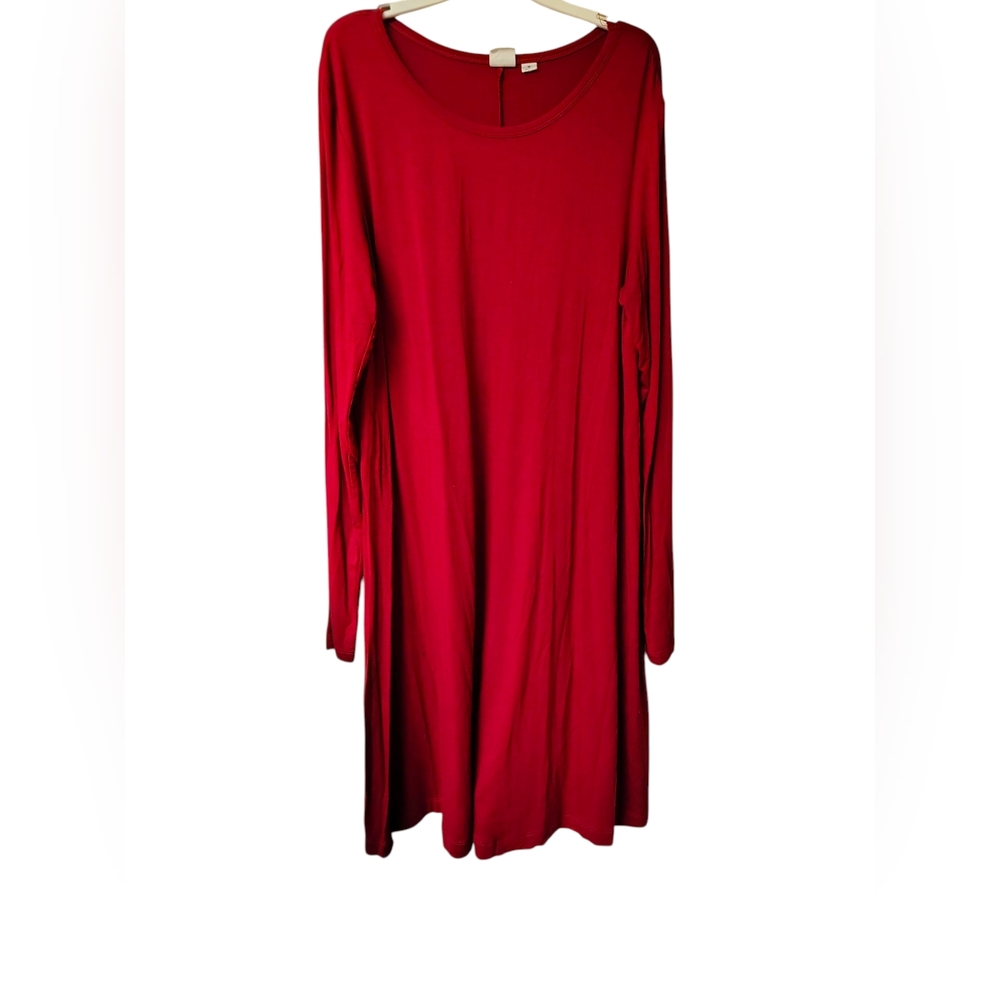 GAP Women's Vibrant Red Knee Length Long Sleeve Minimalist Casual Dress, M